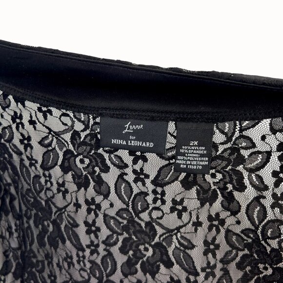 Black Floral Lace Open-Front Cardi Shrug by Lennie for Nina Leonard 2X - Picture 4 of 4